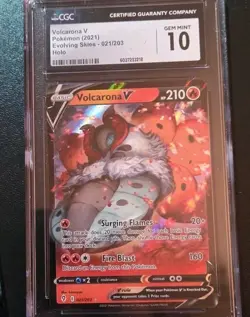 Volcarona V Pokemon 2021 Evolving Skies 021/203 Holo Graded Catd CGC 10 - Image 1