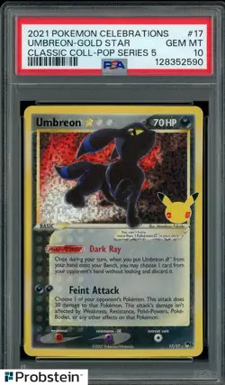 2021 POKEMON CELEBRATIONS CLASSIC COLL POP SERIES 5 #17 UMBREON GOLD STAR PSA 10 - Image 1