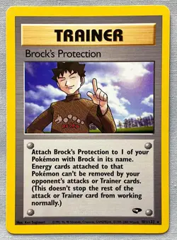 Pokemon Brock’s Protection #101/132 Non-Holo Rare Trainer Gym Challenge - NM - Image 1