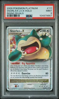 2009 POKEMON PLATINUM RISING RIVALS #111 SNORLAX LV.X-HOLO PSA 9 - Image 1
