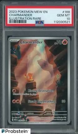 2023 POKEMON MEW EN ILLUSTRATION RARE #168 CHARMANDER PSA 10 GEM MINT - Image 1