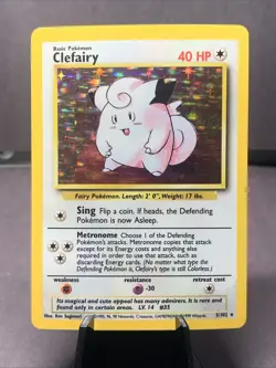 Pokemon TCG Clefairy 5/102 Base Set Unlimited Holo Rare VTG WOTC 1999 LP - Image 1