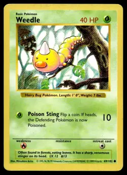 1999 Pokemon Base Set Shadowless Weedle #69/102 B C23 - Image 1