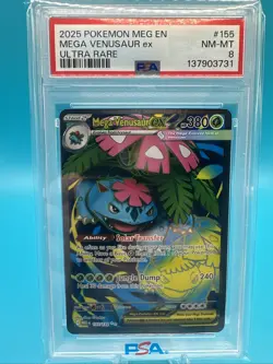 Mega Venusaur EX 155 Ultra Rare Full Art Graded PSA NM-MT 8 Pokemon TCG - Image 1