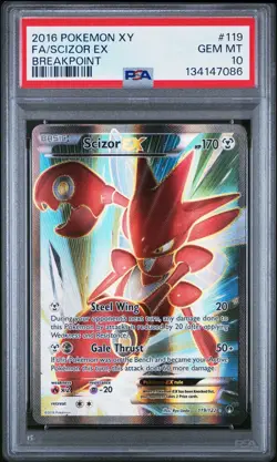2016 Pokemon XY Breakpoint Full Art Scizor EX 119/122 #119 PSA 10 NEW CERT - Image 1