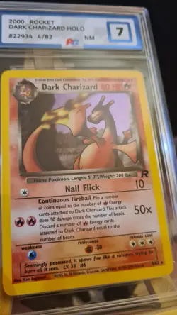 Dark Charizard 4/82 Team Rocket Holo Rare Pokemon Card 2000 NM graded 7 - Image 2