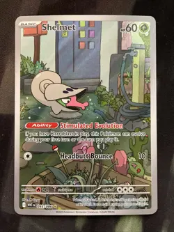 Shelmet 093/086 Sv: White Flare Holo Pokemon Card Full Art Grass Type - Image 1