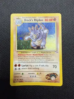 Brock's Rhydon - 2/132 - Pokemon Gym Heroes Unlimited Holo Rare Card WOTC - DMG - Image 1