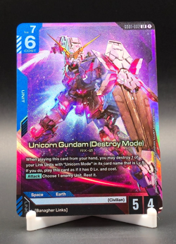 Unicorn Gundam (Destroy Mode) Gundam The Card Game G001-002 LR Holo Foil NM+ - Image 1