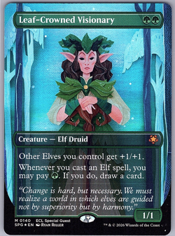 Leaf-Crowned Visionary - BORDERLESS FOIL- Special Guests - Lorwyn Eclipsed - MTG - Image 1