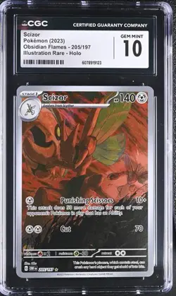 Pokemon Obsidian Flames #205/197 SCIZOR full art Illustration Rare CGC 10 GEM MT - Image 1