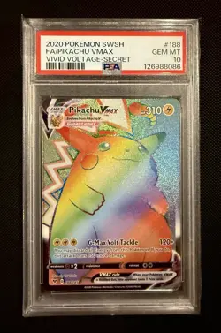 Pokemon Pikachu VMax 188/185 Vivid Voltage Rainbow Secret Rare PSA 10 GEM MINT - Image 1