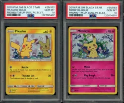 PSA 9 PIKACHU MIMIKYU SET OF 2 BLACK STAR PROMO SUN & MOON SM162 SM163 POKEMON - Image 1