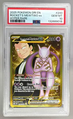 132689018 Team Rocket's Mewtwo ex 2025 Pokemon Destined Rivals #240 PSA 10 - Image 1