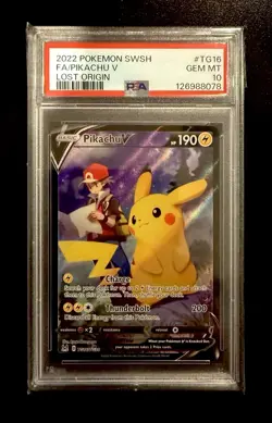 2022 Pokemon Lost Origin Pikachu V Trainer Gallery Full Art #TG16/TG30 PSA 10 - Image 1