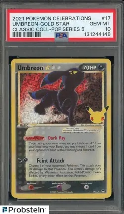 2021 POKEMON CELEBRATIONS CLASSIC COLL POP SERIES 5 #17 UMBREON GOLD STAR PSA 10 - Image 1