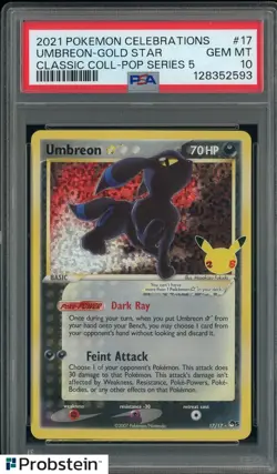 2021 POKEMON CELEBRATIONS CLASSIC COLL POP SERIES 5 #17 UMBREON GOLD STAR PSA 10 - Image 1