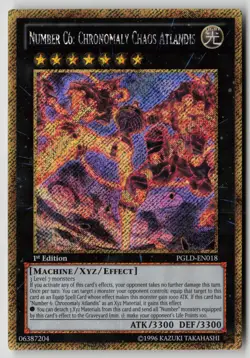 Yugioh Number C6: Chronomaly Chaos Atlandis PGLD-EN018 1st Ed Gold SecretRare NM - Image 1