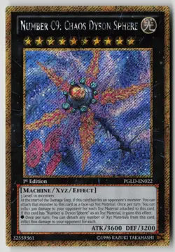 Yugioh Number C9: Chaos Dyson Sphere PGLD-EN022 1st Edition Gold Secret Rare NM - Image 1