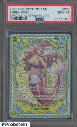 2025 ONE PIECE OP11 EN SPECIAL ALTERNATE ART #057 SHIRAHOSHI PSA 10 GEM MINT - Image 1