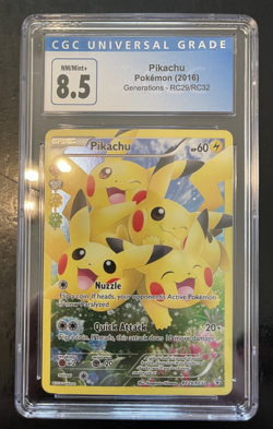 2016 POKEMON XY GENERATIONS RADIANT COLLECTION RC29 FULL ART/PIKACHU CGC 8.5 - Image 1