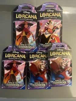 LOT OF 5 - DISNEY LORCANA RISE OF THE FLOODBORN SEALED SLEEVED BOOSTER PACKS - Image 1