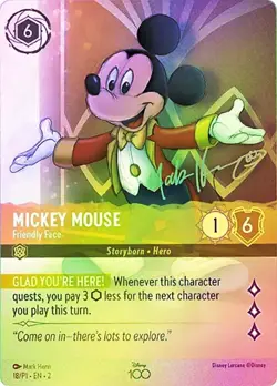 Lorcana SATIN FOIL Mickey Mouse - Friendly Face (Disney 100) - Promotional - Image 1