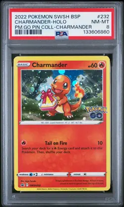 2022 POKEMON SWSH BLACK STAR PROMO #232 CHARMANDER-HOLO PSA 8 - Image 1
