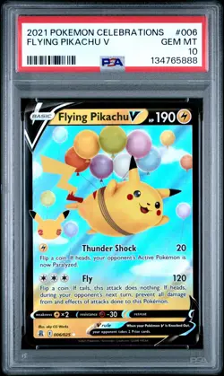 PSA 10 2021 Pokemon Celebrations #006 Flying Pikachu V - Image 1