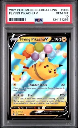 2021 Pokemon Celebrations Flying Pikachu v #006 PSA 10 - Image 1