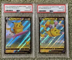SEQUENTIAL PSA 10 Flying Pikachu V 006 Surfing V 008 Celebrations 2021 Pokemon - Image 1