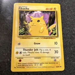 PIKACHU - Base Set - 58/102 - Common - Pokemon Card - Unlimited Edition - NM - Image 1