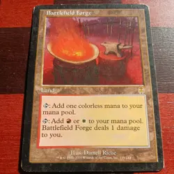 Mtg Battlefield Forge MP/LP Apocalypse Ping Land Magic Card Rare - Image 1