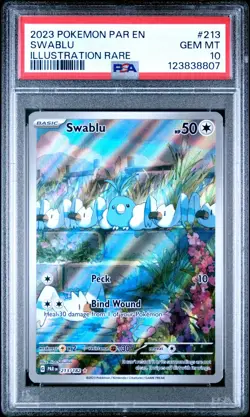 2023 Pokemon TCG Paradox Rift Swablu #213/182 PSA 10 GEM MT Illustration Rare - Image 1