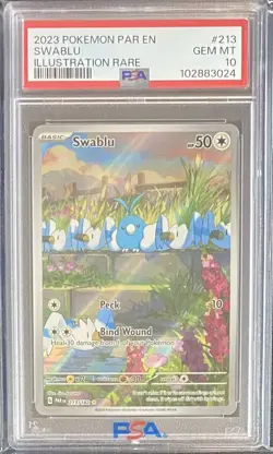 2023 Pokemon TCG Paradox Rift Swablu #213/182 PSA 10 GEM MINT Illustration Rare - Image 1