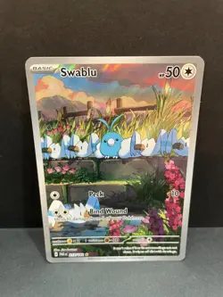 Pokemon TCG Swablu 213/182 Paradox Rift Full Art Illustration NM/M - Image 1