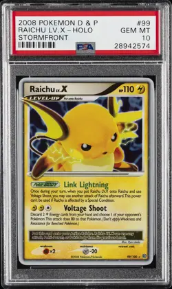 2008 POKEMON DIAMOND & PEARL STORMFRONT #99 RAICHU LV.X-HOLO PSA 10 - Image 1