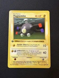 Pokemon TCG Magnemite 1st Edition Common Card Shadowless Base Set 53/102 LP 🔥 - Image 1