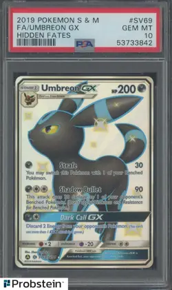 2019 POKEMON S & M HIDDEN FATES #SV69 UMBREON GX FA PSA 10 GEM MINT - Image 1