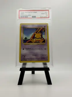 PSA 10 GEM MINT 1999 Pokemon Base Set Shadowless Abra #43/102 Common Card - Image 1
