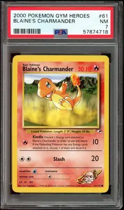 2000 Pokemon Gym Heroes Blaine's Charmander PSA 7 #61 - Image 1
