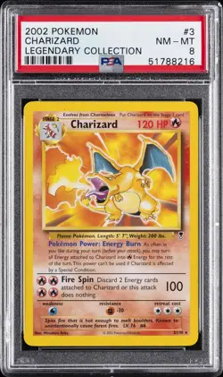 2002 POKEMON LEGENDARY COLLECTION #3 CHARIZARD PSA 8 - Image 1