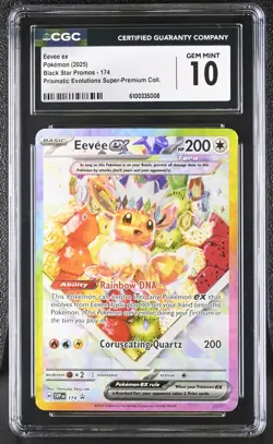 2025 Pokemon S&V Black Star Promos Eevee ex Prem. Coll. CGC 10 Gem Mint #174 - Image 1