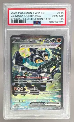 2525 Cornerstone Mask Ogerpon ex 2024 Pokemon Twilight Masquerade 215 SIR PSA 10 - Image 1