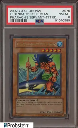 2002 YU-GI-OH! PSV-PHARAOH'S SERVANT #076 LEGENDARY FISHERMAN 1ST ED. PSA 10 - Image 1