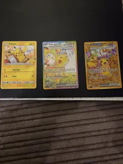 Pokemon TCG Surging Sparks Pikachu EX Card 238/191 NM Sir Rare + 2 Other Cards - Image 1