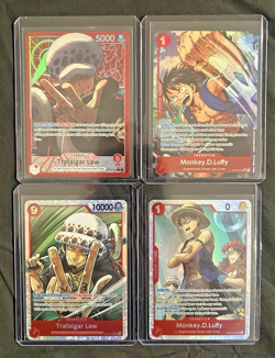 One Piece - The Azure Sea’s Seven - Trafalgar Law OP14-001 Alt LOT 4X RED Luffy - Image 1