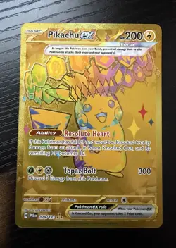 2025 Pokemon SV Prismatic Evolutions Pikachu ex Full Art Gold #179/131 - Image 1