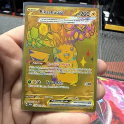 Pokemon TCG Pikachu EX Hyper Rare Gold SV Prismatic Evolutions Card 179/131 NM - Image 1