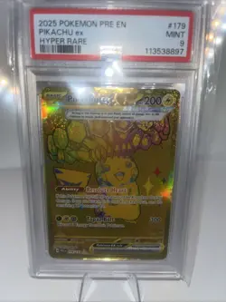 Pokemon TCG Pikachu EX Hyper Rare Gold SV Prismatic Evolutions Card 179/131 - Image 1